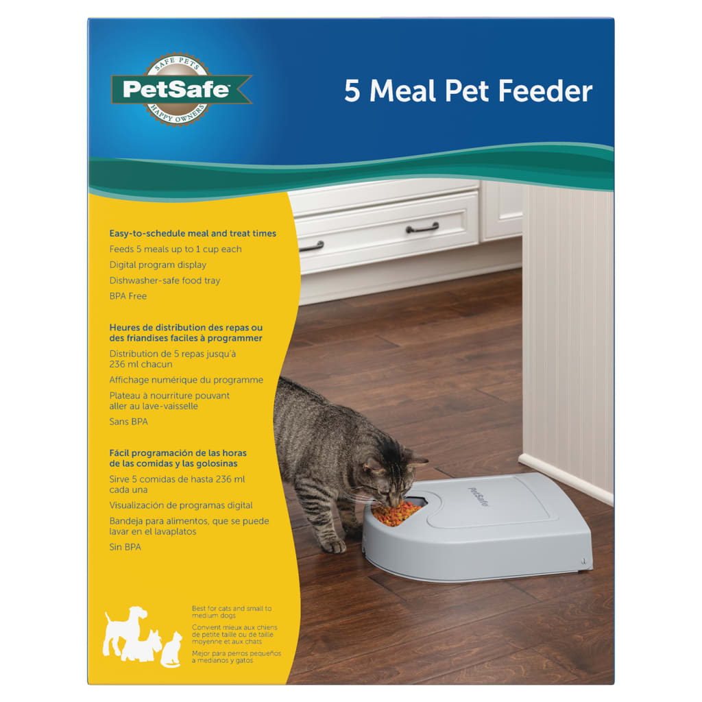 Petsafe Dispensatore Di 5 Pasti Per Animali Eatwell Con Timer Grigio