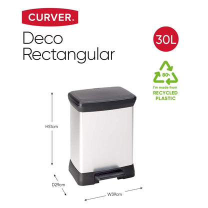 Curver Pattumiera A Pedale Deco Rettangolare Argento