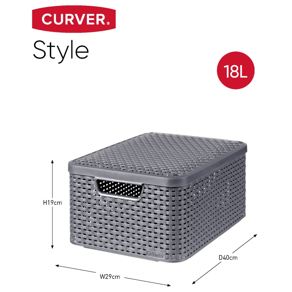 Curver Scatole Con Coperchio Style 3 Pz Isura Antracite