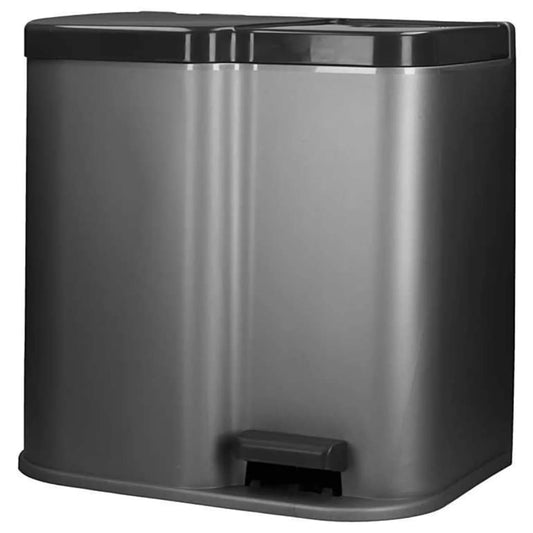 Curver Pattumiera A Pedale Doppia Deco 15L E 6L Cestini Grigio Chiaro