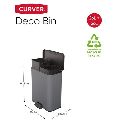 Curver Pattumiera A Pedale Doppia Deco 26L+26L Freddo