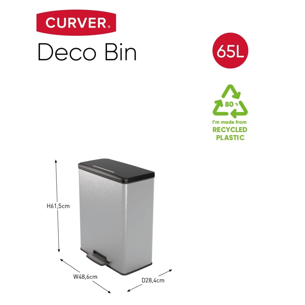 Curver Pattumiera A Pedale Deco Argento