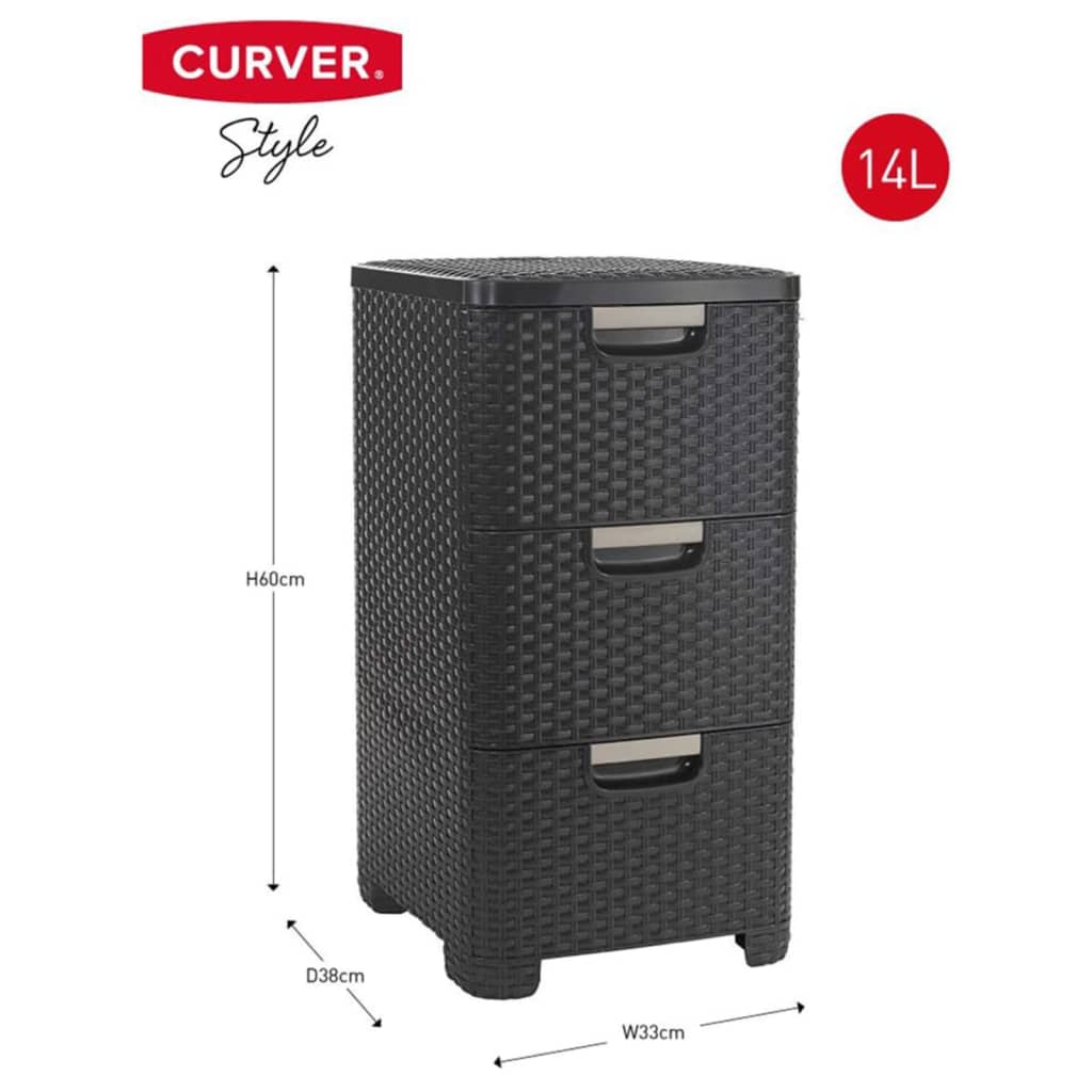 Curver Cassettiera Style 3X14 L Antracite