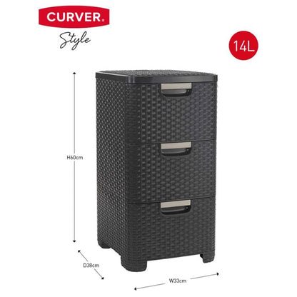 Curver Cassettiera Style 3X14 L Antracite