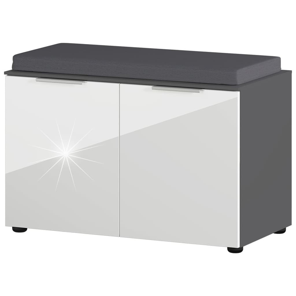 Germania Scarpiera Con Panchina Gw-Rimini 75X40X48 Cm Grafite E Bianco