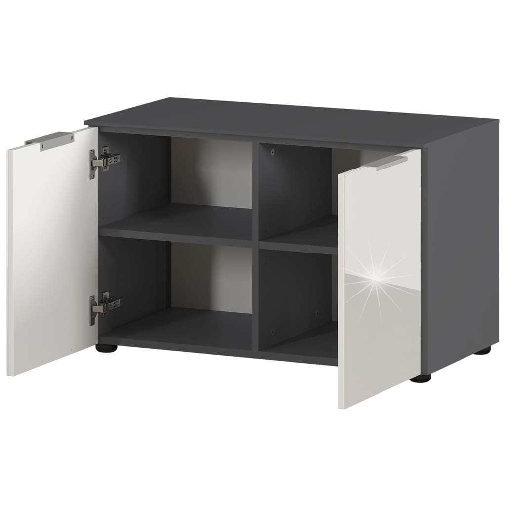 Germania Scarpiera Con Panchina Gw-Rimini 75X40X48 Cm Grafite E Bianco