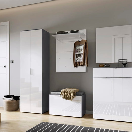 Germania Scarpiera Con Panchina Gw-Rimini 75X40X48 Cm Grafite E Bianco