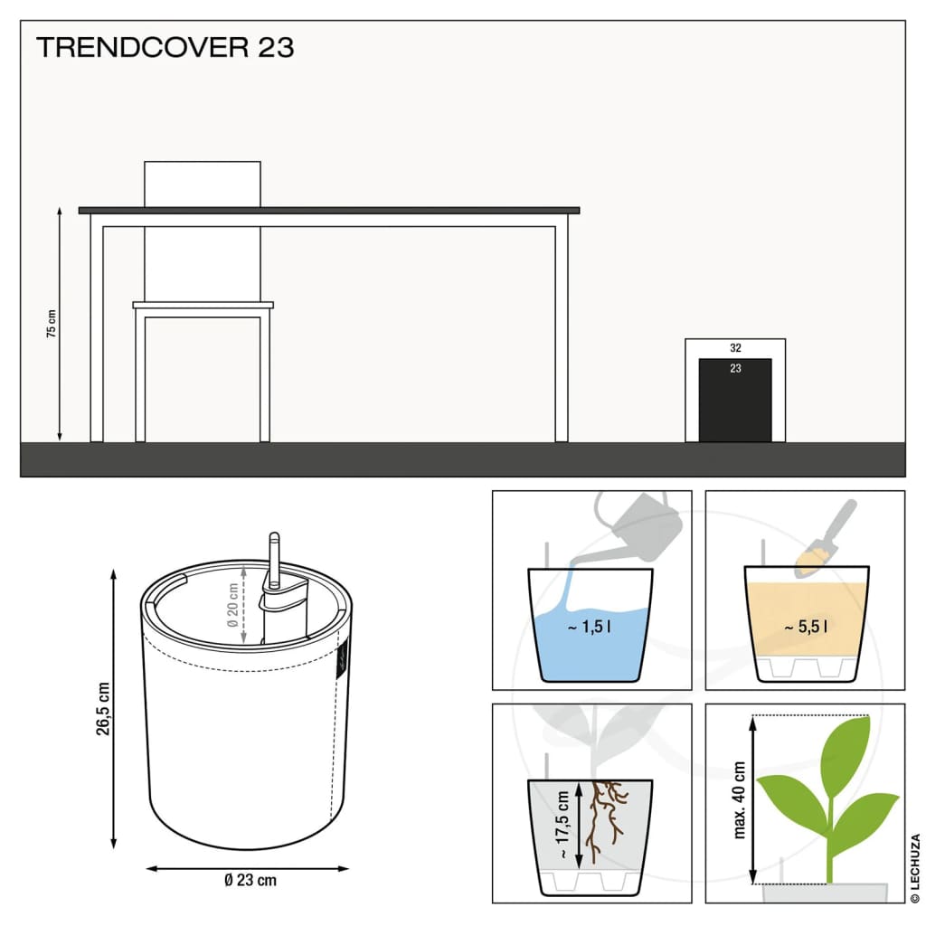 Lechuza Fioriera Trendcover 23 Cork All-In-One Naturale Scuro