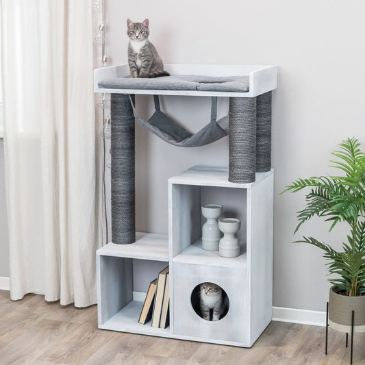Trixie Palo Tiragraffi Gatti Con Funzione Scaffale 72X38X110 Grigio