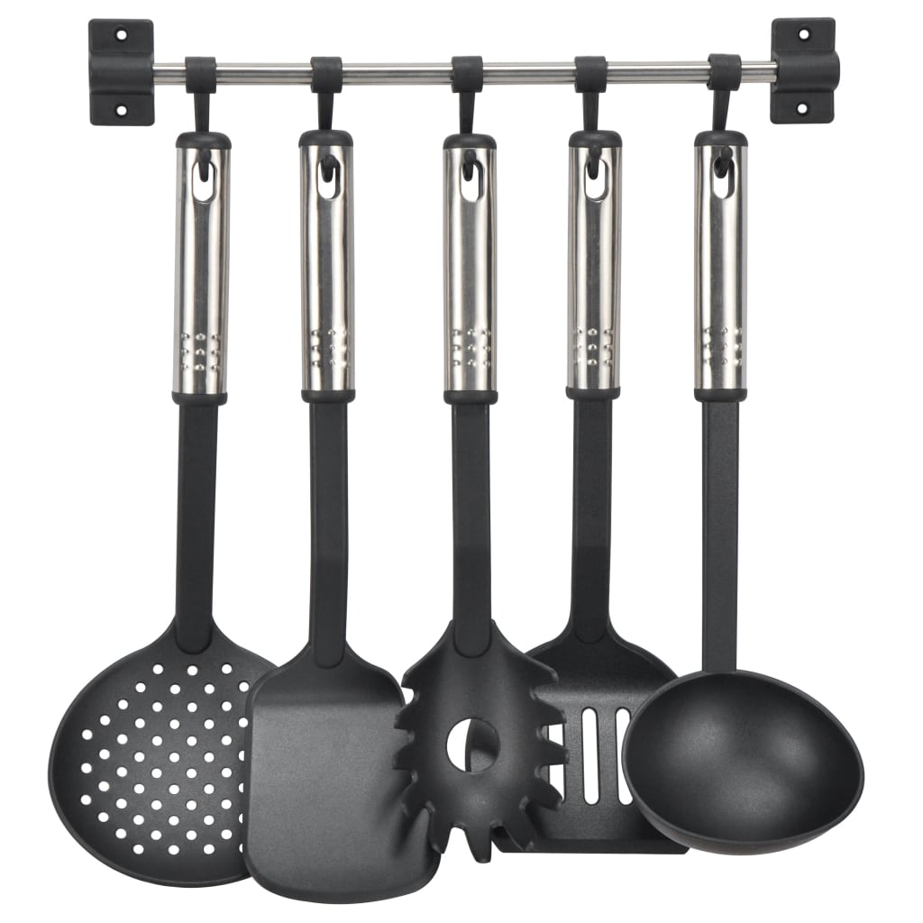 Hi Set Utensili Da Cucina 6 Pz Nero E Argento