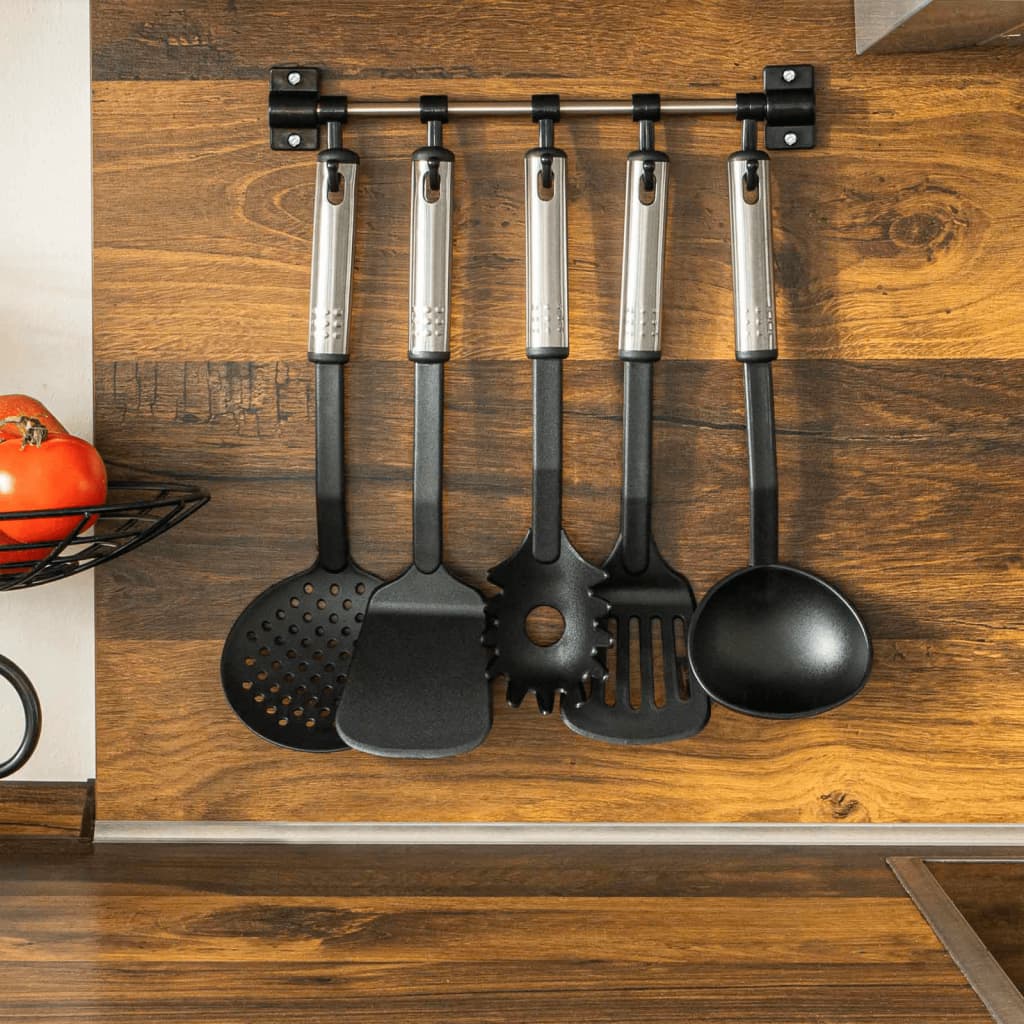 Hi Set Utensili Da Cucina 6 Pz Nero E Argento