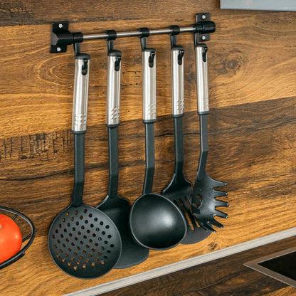 Hi Set Utensili Da Cucina 6 Pz Nero E Argento