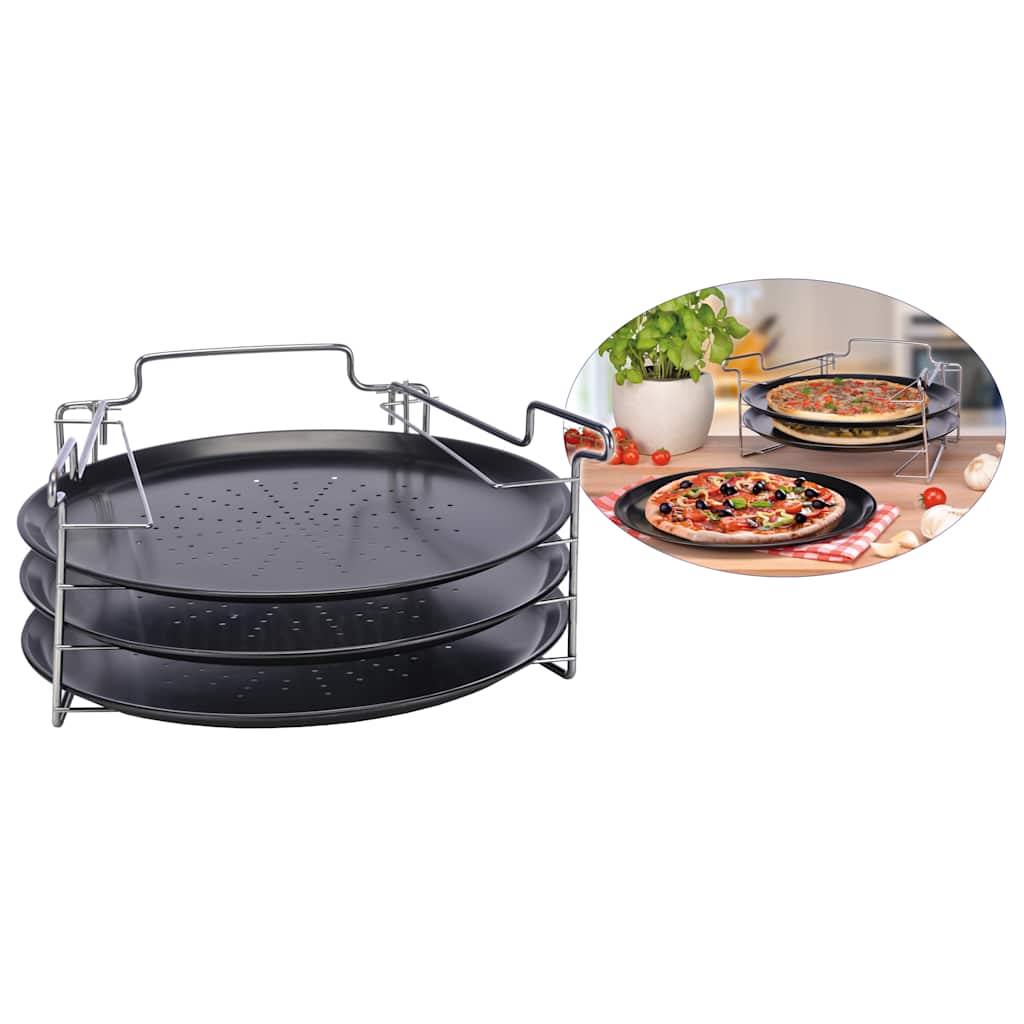 Hi Set Di Teglie Per Pizza 4 Pz Nero Grigio Cemento