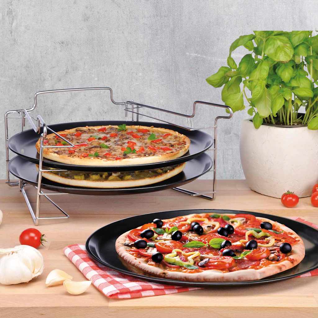Hi Set Di Teglie Per Pizza 4 Pz Nero Grigio Cemento