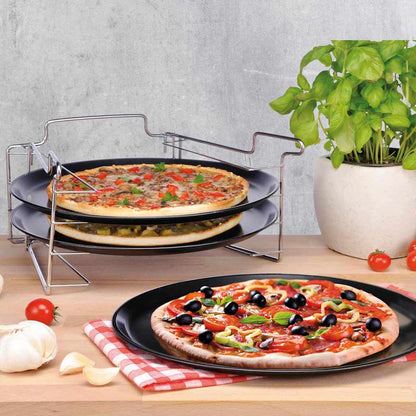 Hi Set Di Teglie Per Pizza 4 Pz Nero Grigio Cemento
