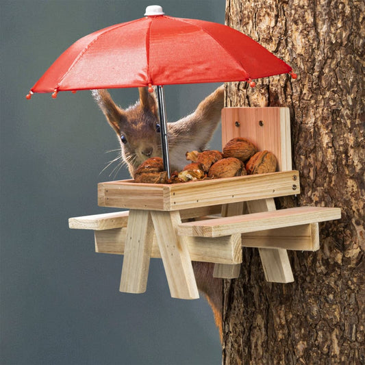 Hi Mangiatoia Scoiattoli Con Ombrello Beige Naturale
