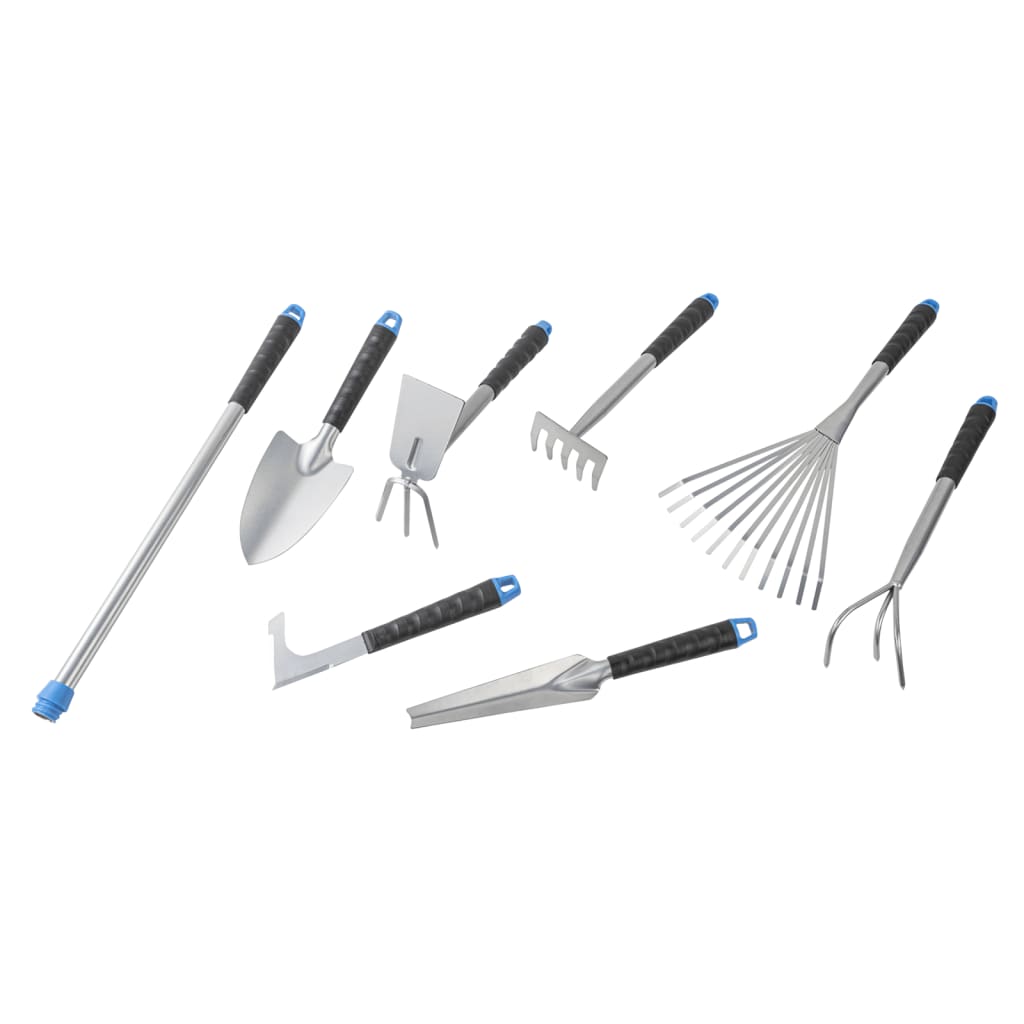 Hi Set Di Attrezzi Da Giardino 8 Pz In Metallo Argento