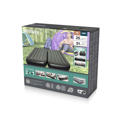 Bestway Letto Ad Aria Gonfiabile 3 In 1 Nero E Grigio 188X99X25 Cm