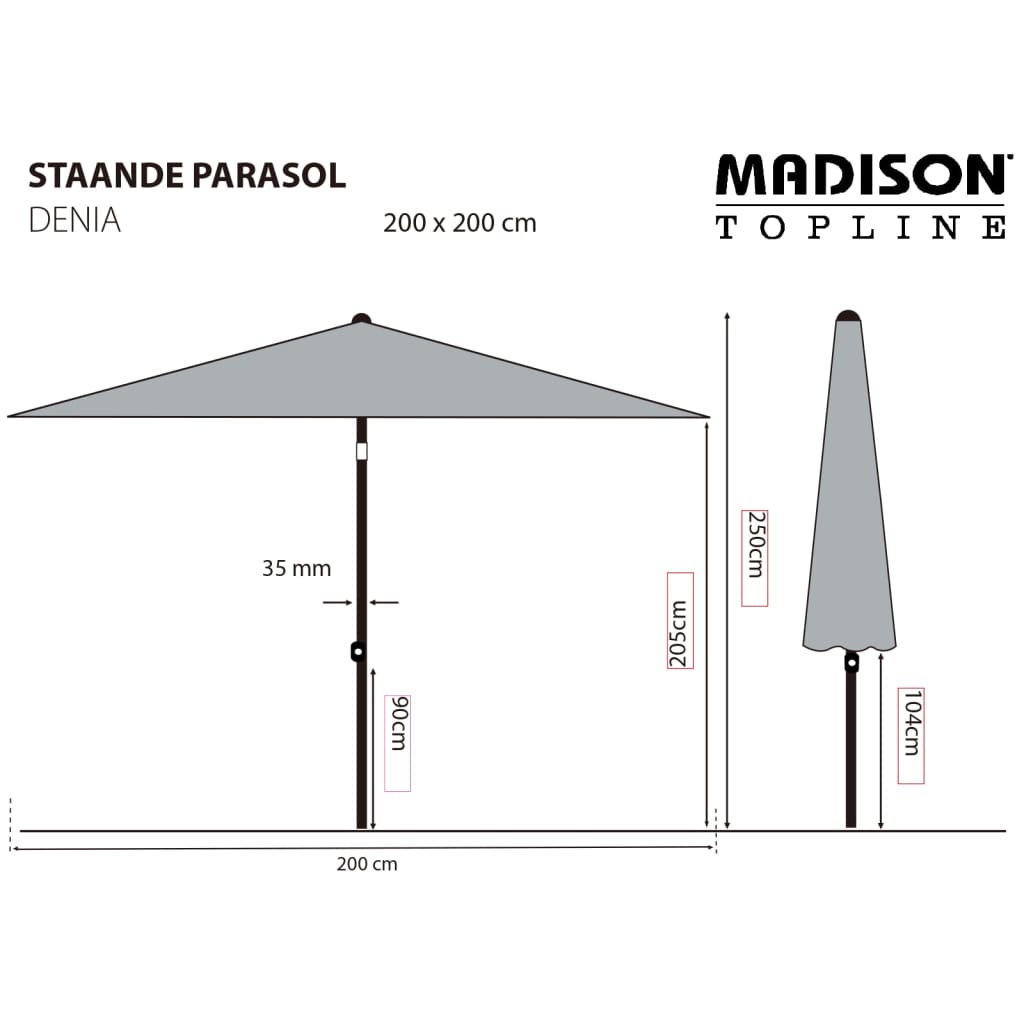 Madison Ombrellone Da Giardino Denia 200X200 Cm