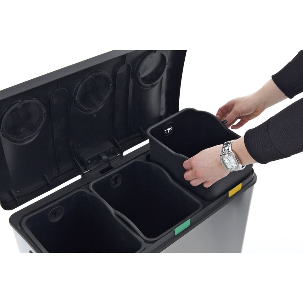 Eko Pattumiera A Pedale Rejoice 3X12 L Argento Opaco