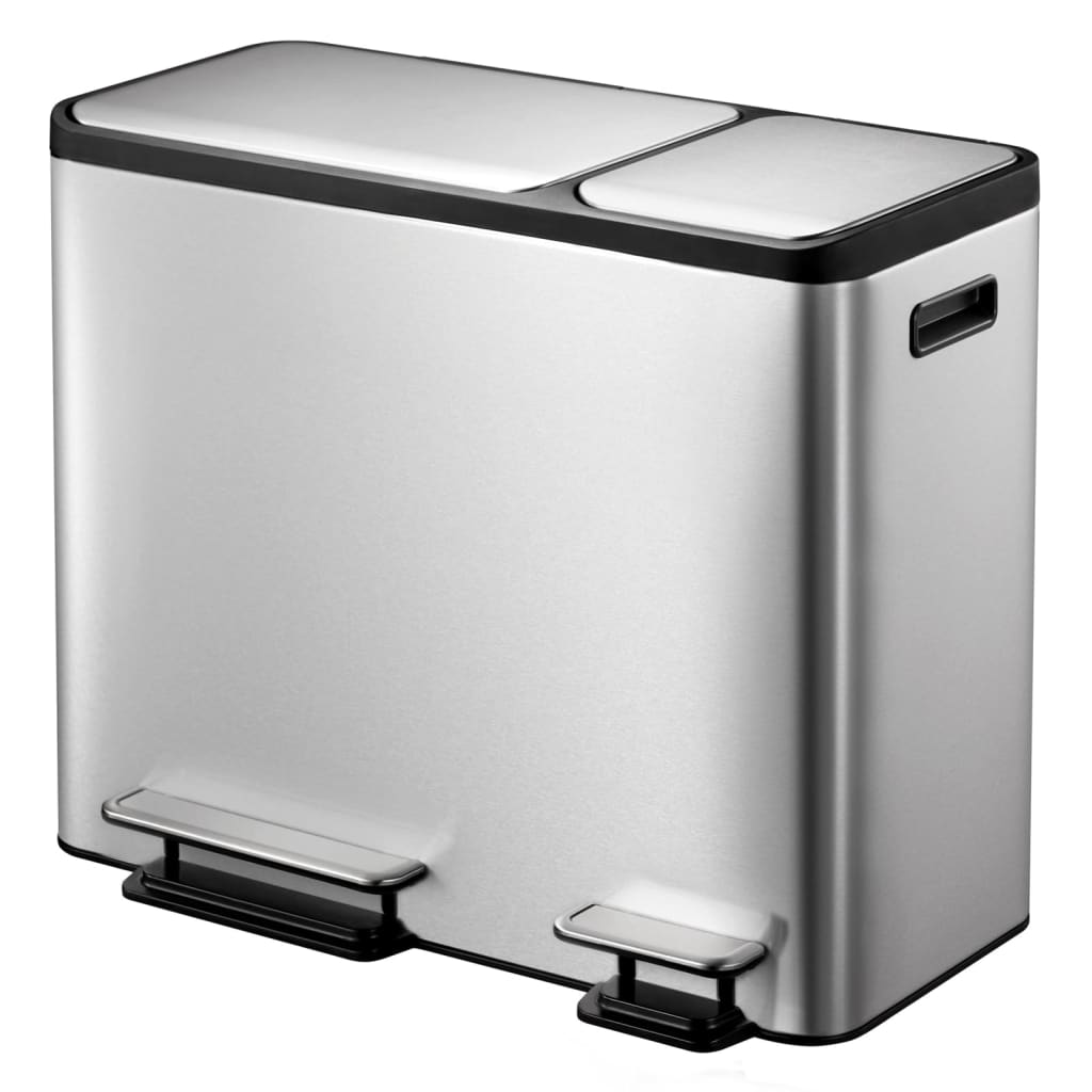 Eko Pattumiera A Pedale Ecocasa 30 L+15 L Argento Opaco