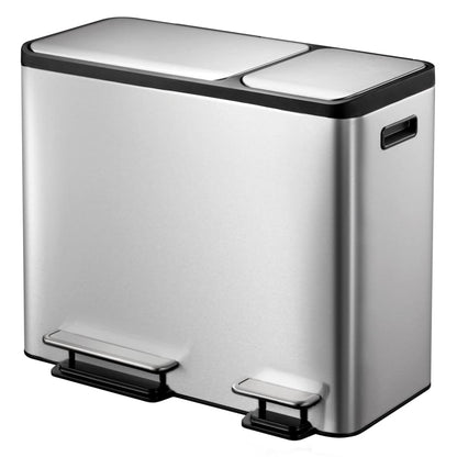 Eko Pattumiera A Pedale Ecocasa 30 L+15 L Argento Opaco