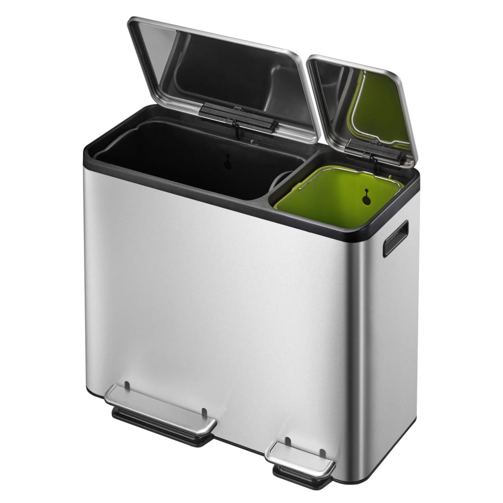 Eko Pattumiera A Pedale Ecocasa 30 L+15 L Argento Opaco
