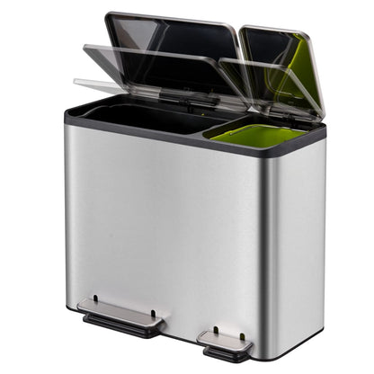 Eko Pattumiera A Pedale Ecocasa 30 L+15 L Argento Opaco