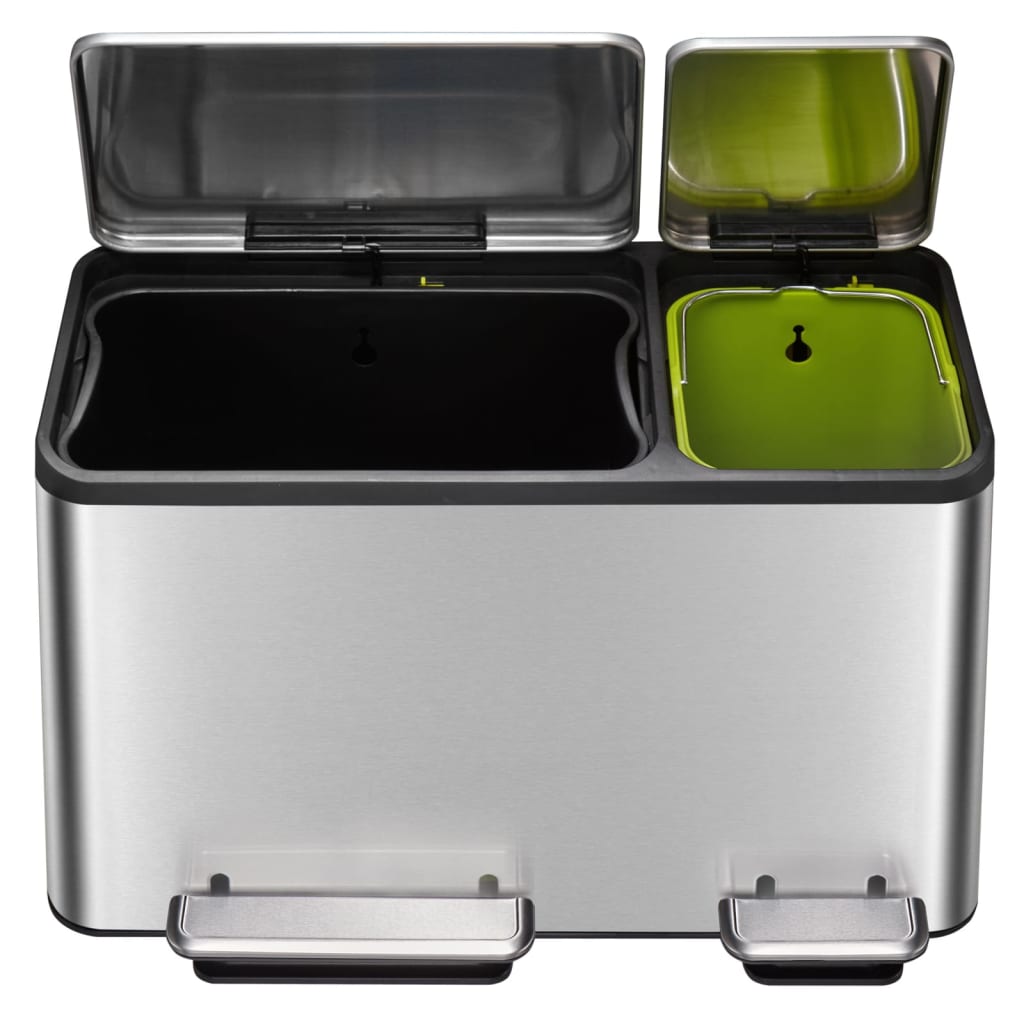 Eko Pattumiera A Pedale Ecocasa 30 L+15 L Argento Opaco