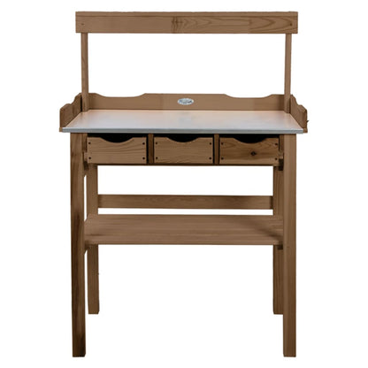 Esschert Design Tavolo Da Invasatura Con Cassetto E Mensola Marrone
