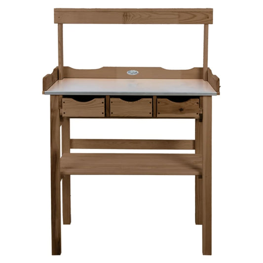 Esschert Design Tavolo Da Invasatura Con Cassetto E Mensola Marrone