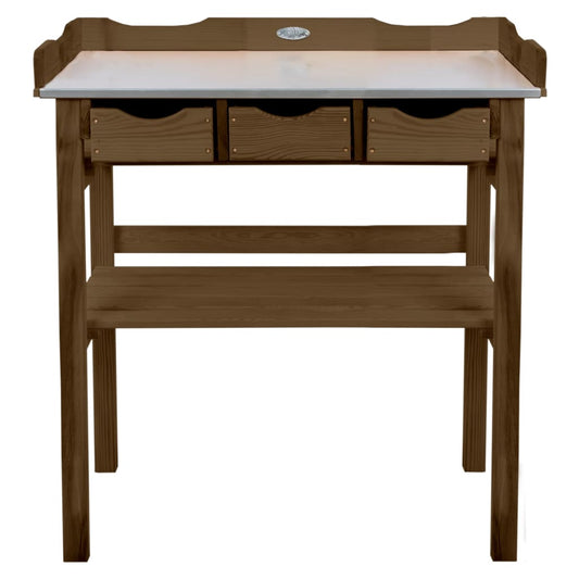 Esschert Design Tavolo Da Invasatura Con Cassetti Marrone