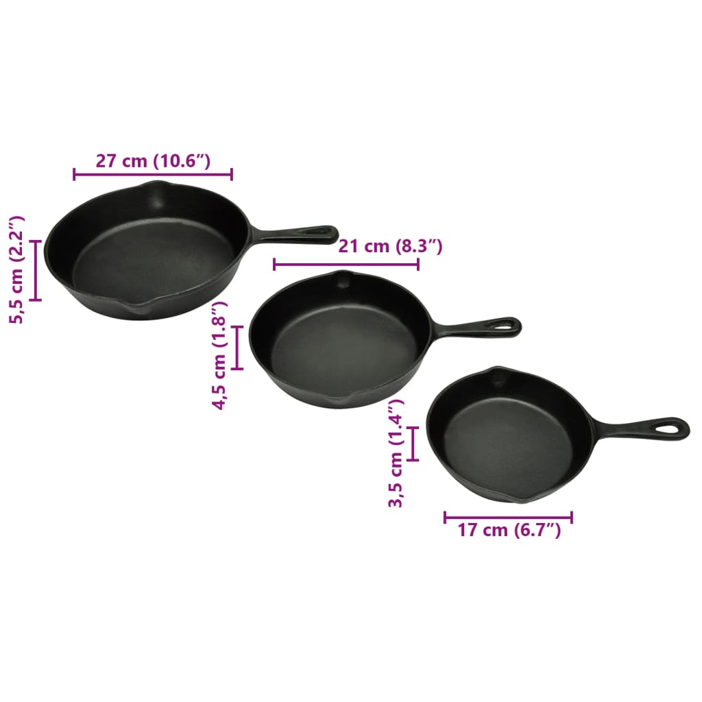 Set 3 Padelle In Ghisa Bistecchiere Per Barbecue