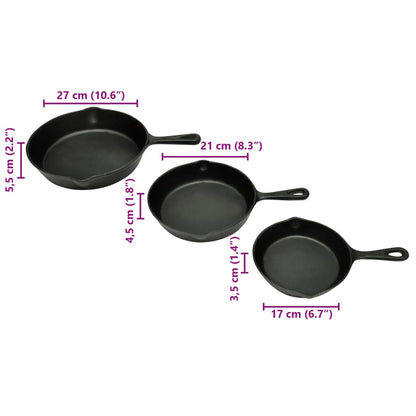 Set 3 Padelle In Ghisa Bistecchiere Per Barbecue