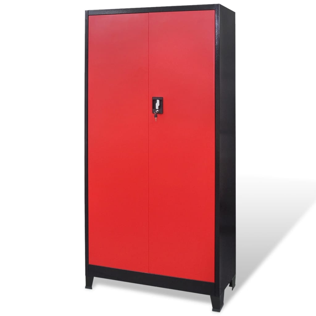 Armadio Portautensili 2 Ante Acciaio 90X40X180 Cm Nero E Rosso