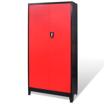 Armadio Portautensili 2 Ante Acciaio 90X40X180 Cm Nero E Rosso