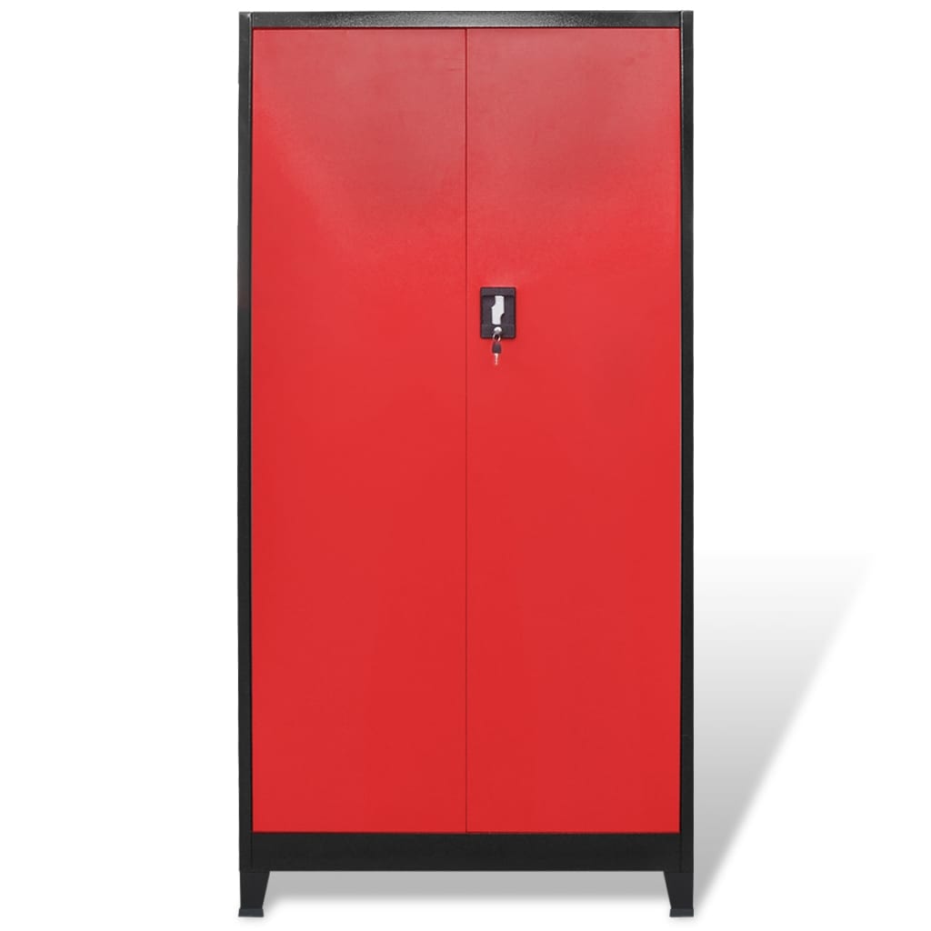 Armadio Portautensili 2 Ante Acciaio 90X40X180 Cm Nero E Rosso