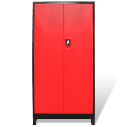 Armadio Portautensili 2 Ante Acciaio 90X40X180 Cm Nero E Rosso