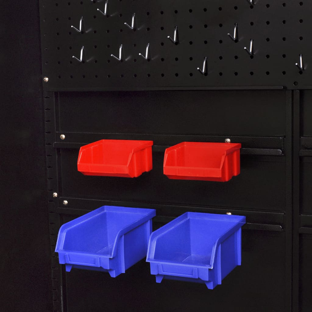 Armadio Portautensili 2 Ante Acciaio 90X40X180 Cm Nero E Rosso