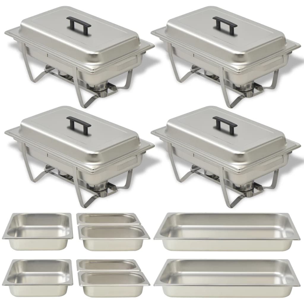 Set 4 Pz Teglie Scaldavivande In Acciaio Inossidabile