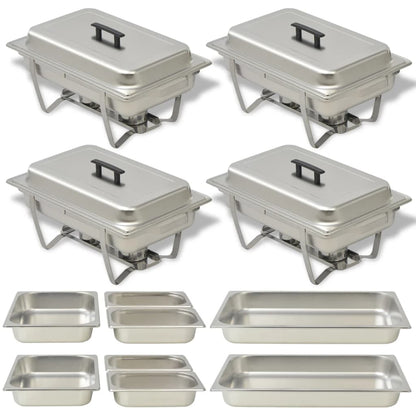 Set 4 Pz Teglie Scaldavivande In Acciaio Inossidabile