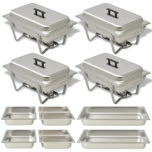 Set 4 Pz Teglie Scaldavivande In Acciaio Inossidabile