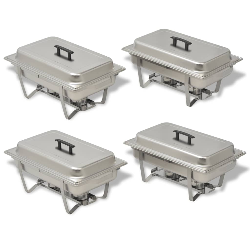 Set 4 Pz Teglie Scaldavivande In Acciaio Inossidabile