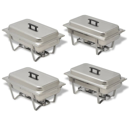 Set 4 Pz Teglie Scaldavivande In Acciaio Inossidabile