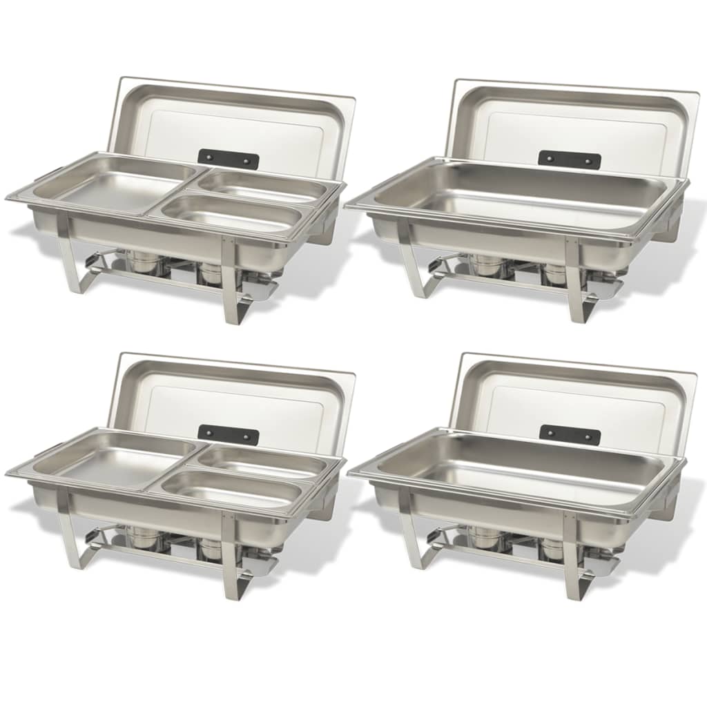 Set 4 Pz Teglie Scaldavivande In Acciaio Inossidabile