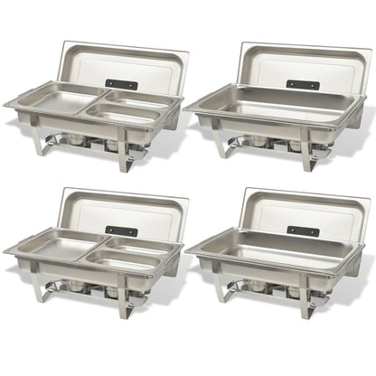 Set 4 Pz Teglie Scaldavivande In Acciaio Inossidabile