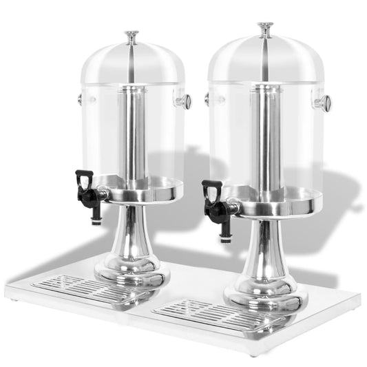 Doppio Distributore Di Succhi Di Frutta E Bibite Acciaio Inossidabile 2 X 8 L