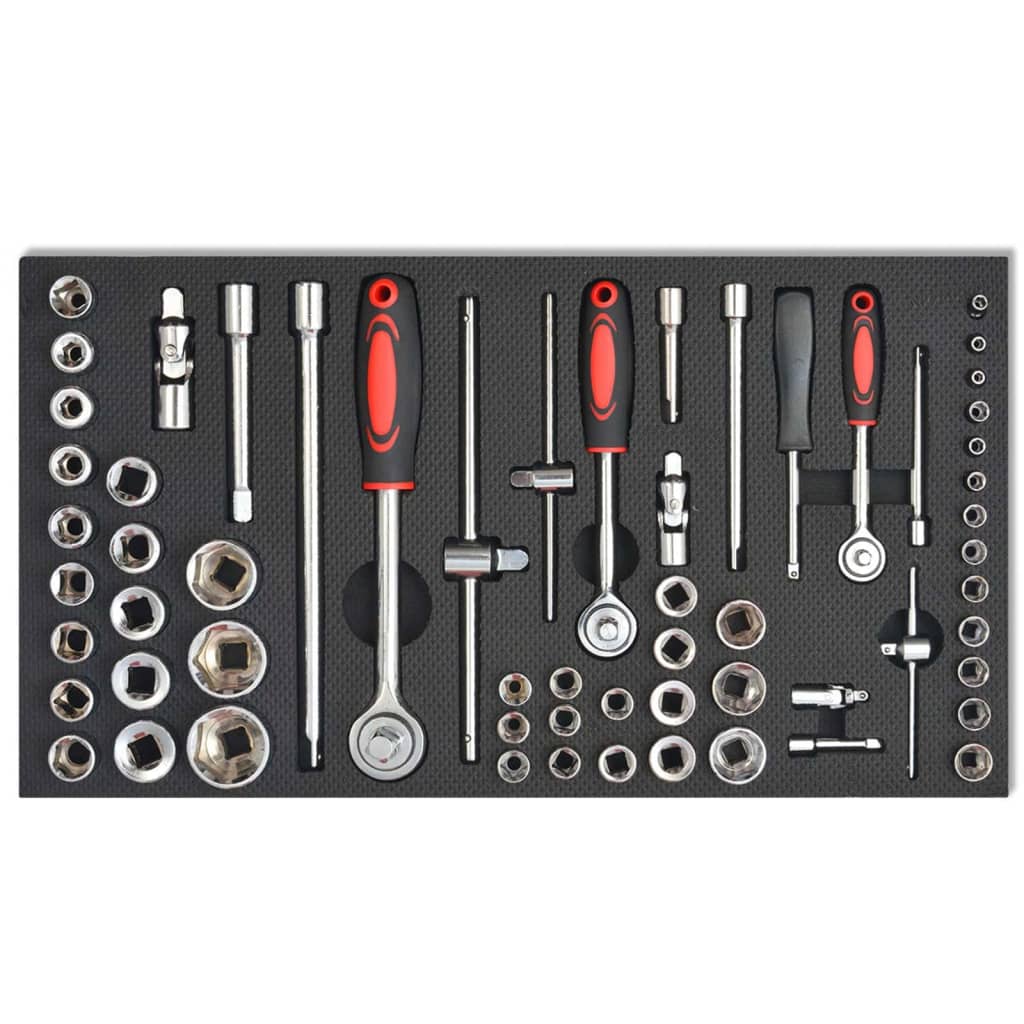 Carrello Portautensili Officina Con 1125 Utensili Acciaio Rosso