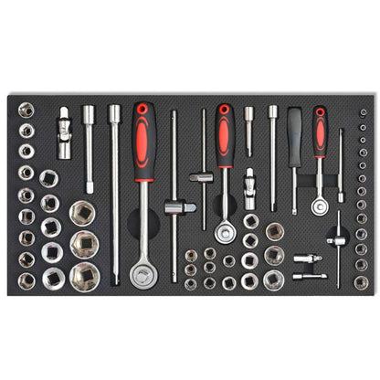 Carrello Portautensili Officina Con 1125 Utensili Acciaio Rosso