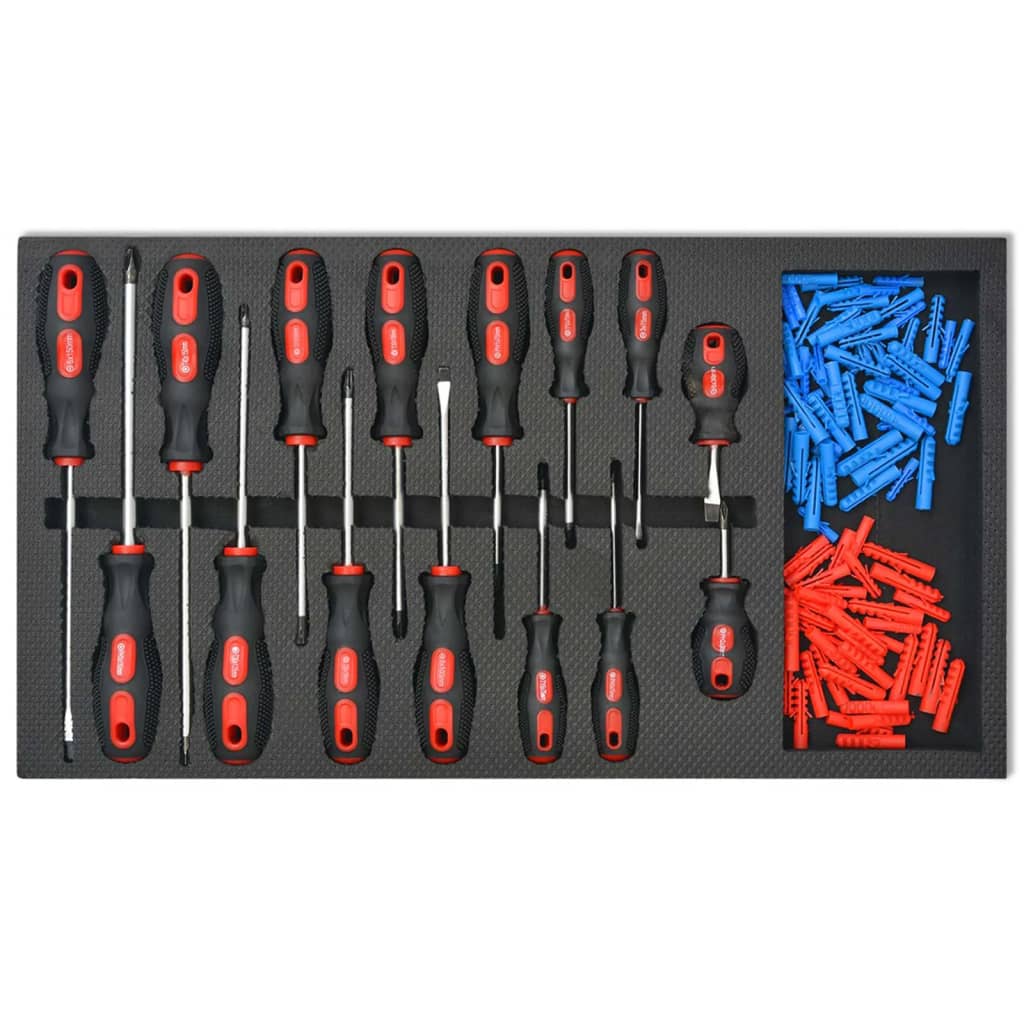 Carrello Portautensili Officina Con 1125 Utensili Acciaio Rosso